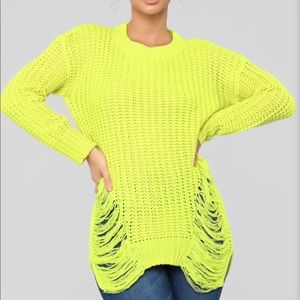 Fashion Nova:  SWEATER - NEON YELLOW